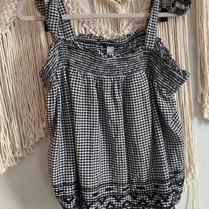 Black and White Gingham Top